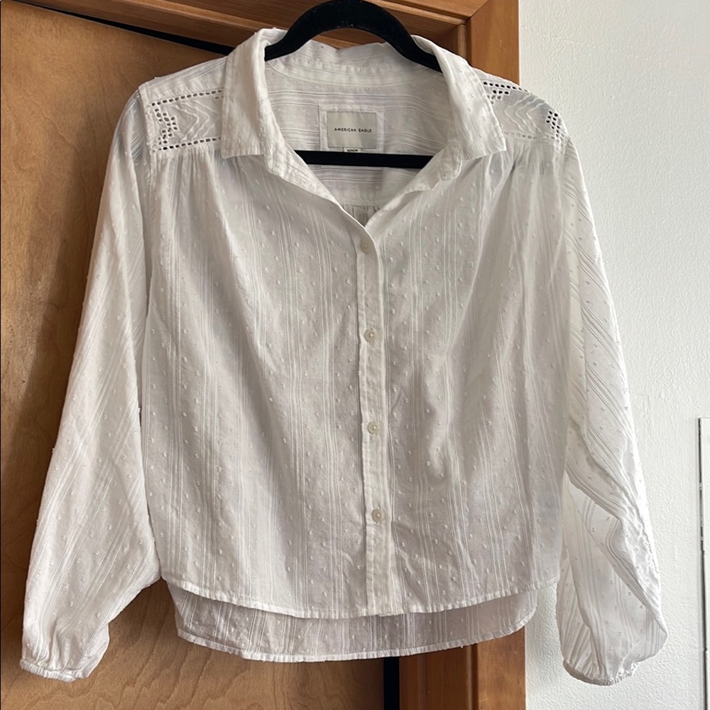 White Button-Up Blouse, Medium